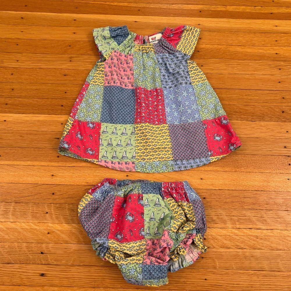 Vineyard Vines Colorblock printed dress and diaper cover